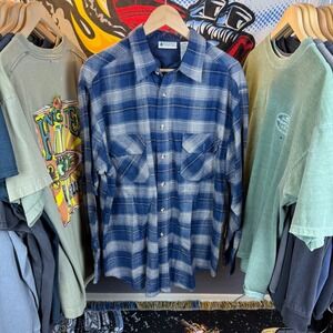 Northwest Territory Mens Large Blue Plaid Acrylic Lined Flannel Shirt Jacket